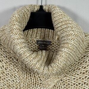 Eddie Bauer Women's Poncho XS Wool High Neck No arms Pullover Soft Chunky Knit
